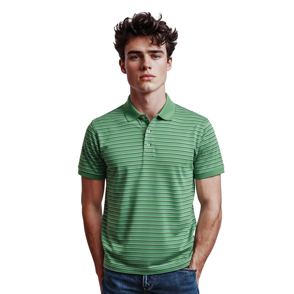Peter Millar Summer Comfort Mens Green Stripe Golf‎ Polo Shirt Sz L casual comfy